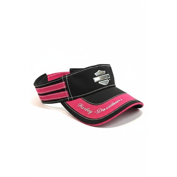 NEW Harley Davidson Visor Hat Womens Pink Black Hook & Loop Biker Motorcycle - Picture 2 of 4